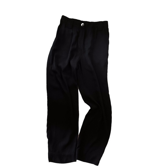 Ganni Black Wide Trousers Jacquard Viscose Size 0 - Picture 3 of 13